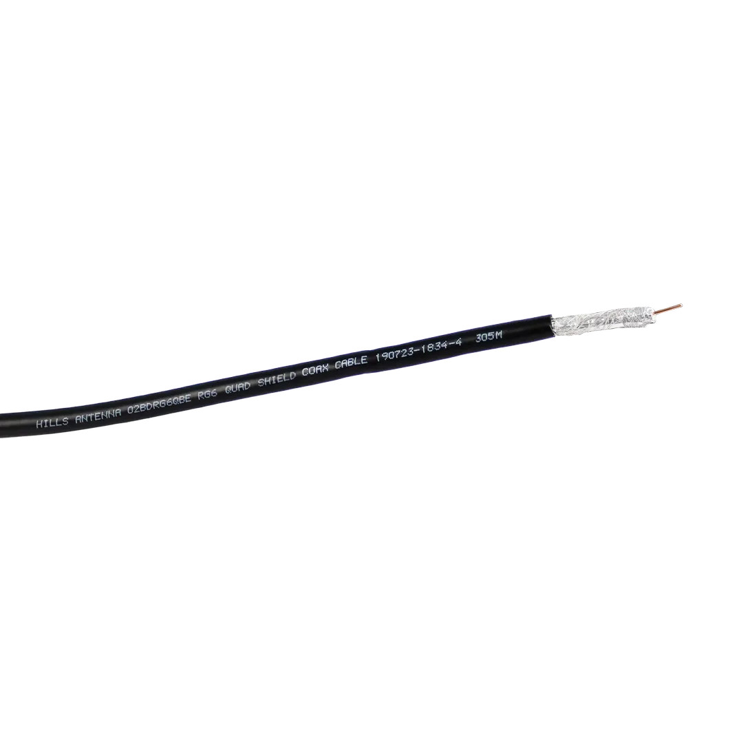 Black 305m Hills Antenna 02BDRG6QBE RG6 coaxial cable with reverse metre marking