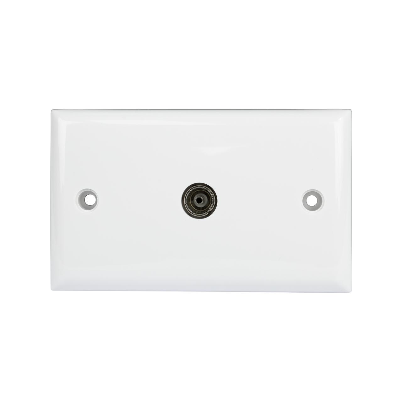 Digitek white wall plate with F-Type female rear and PAL female front connectors, flush-mount for FTA TV coaxial routing