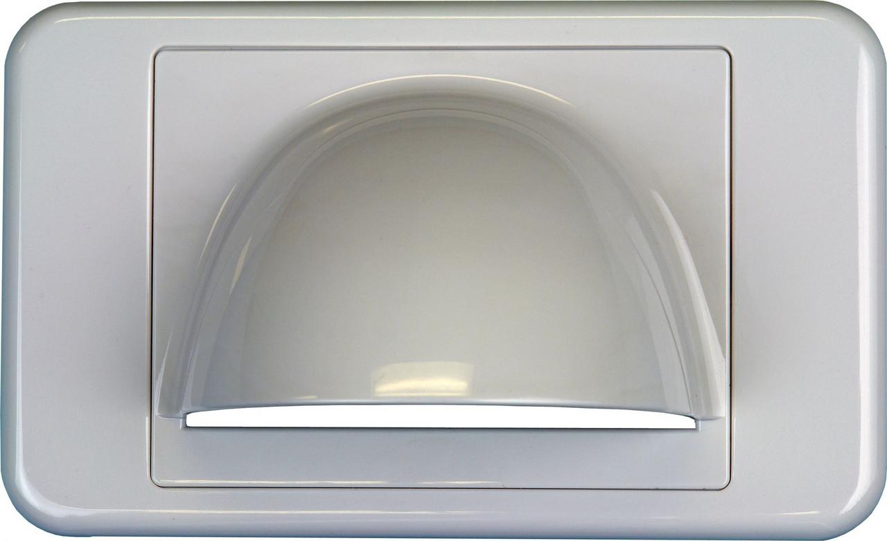 Digitek white bullnose media style wallplate with black bristle brush, 63.80mm x 40.70mm aperture for multi-cable pass-through