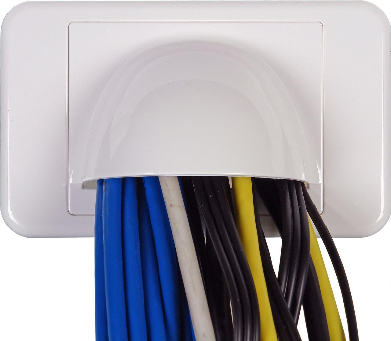 Digitek white media wallplate, standard bullnose for AV and smart home wiring