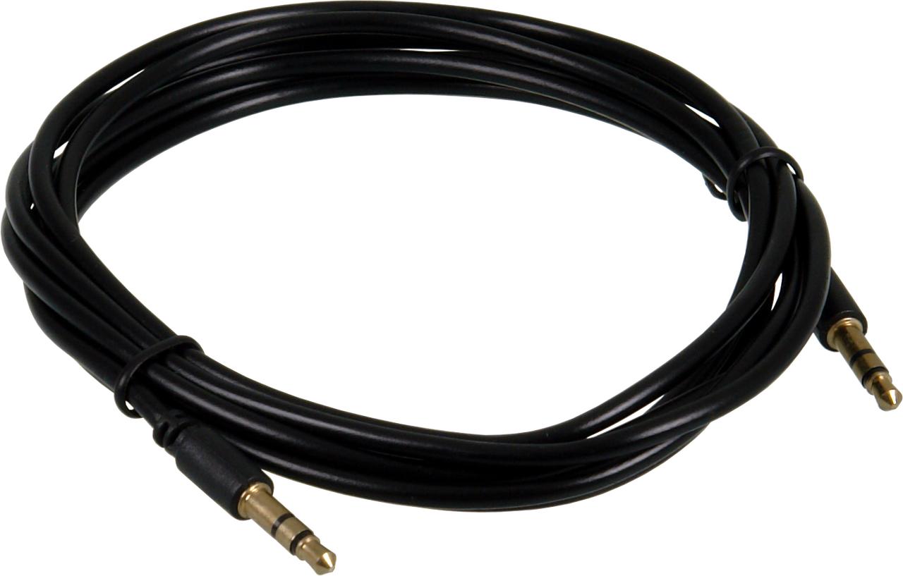 Close-up Digitek gold plated 3.5mm stereo male plugs on premium auxiliary audio lead