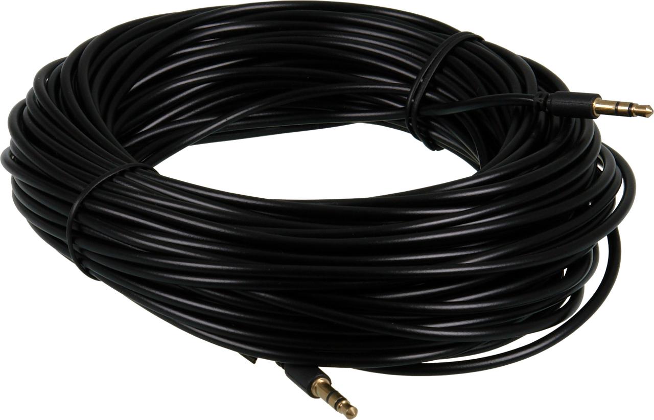 Digitek 3.5mm male-to-male stereo audio lead in black PVC with gold-plated plugs, available in 20m length for Hi-Fi connections
