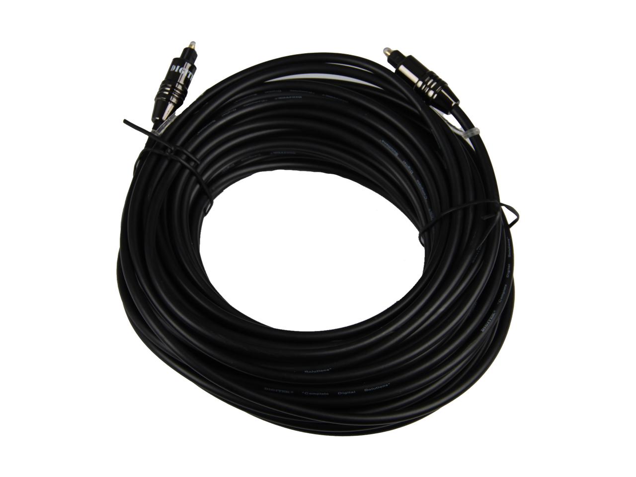 Digitek Toslink optical audio lead in black PVC jacket with gold-plated TOSLINK plugs, S/PDIF cable in 20m length for interference-free digital sound