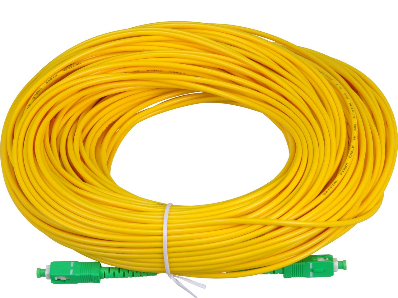 Digitek 50M SC-APC to SC-APC simplex patch lead in yellow PVC jacket, singlemode OS2 fiber for telecom/FTTx long-run connectivity