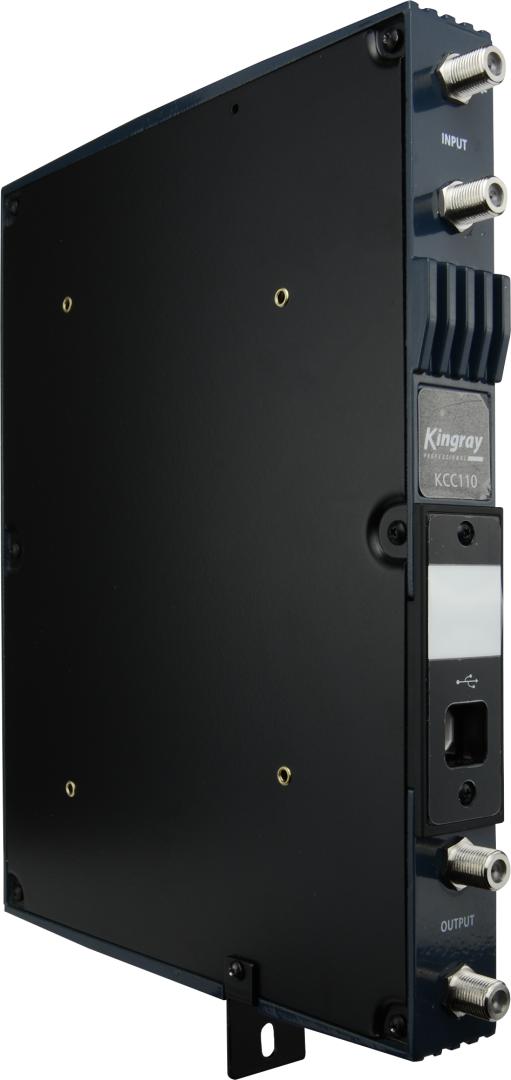Kingray KCC110 rear panel showing F-type connectors USB port and test point