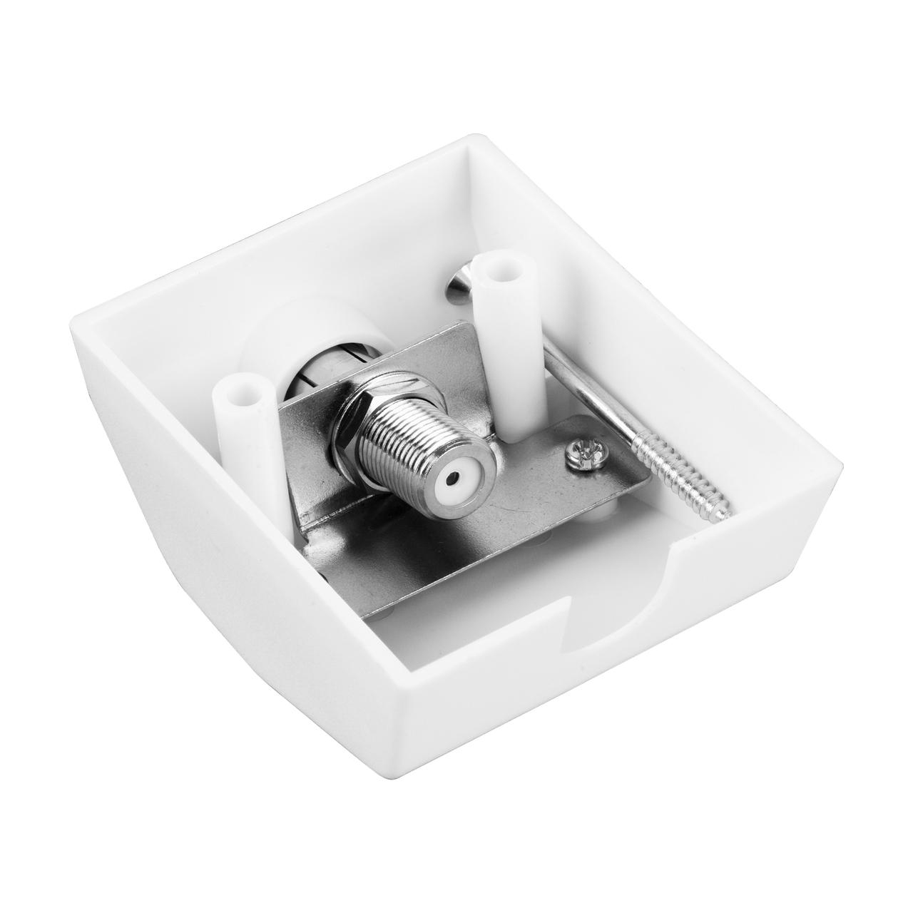 Digitek white skirting outlet F Type to PAL female TV wall plate, ABS plastic for free-to-air antenna connections
