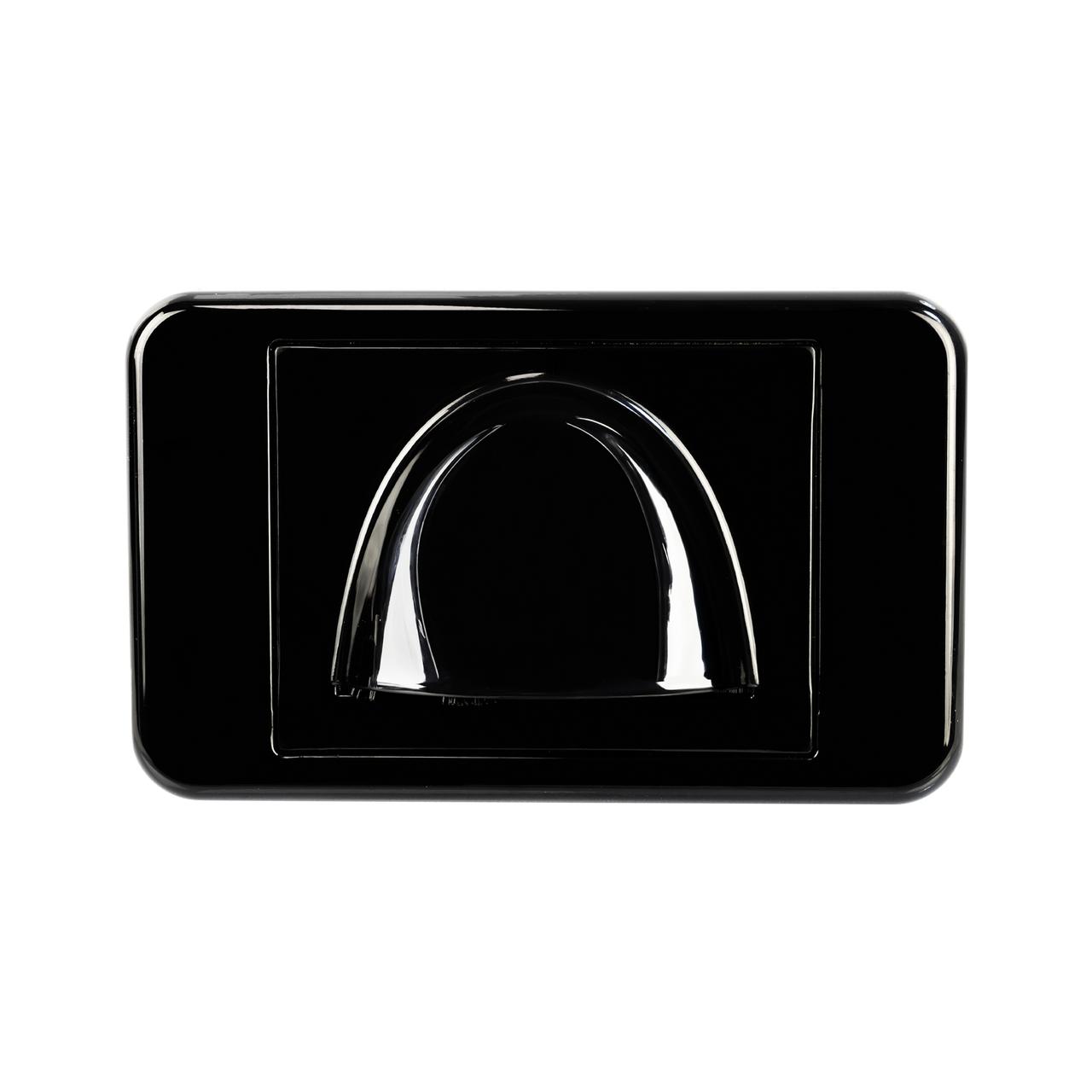 Detailed Digitek black ABS slim wallplate scoop showing 16.85mm depth and bristle insert for insect and dust defense