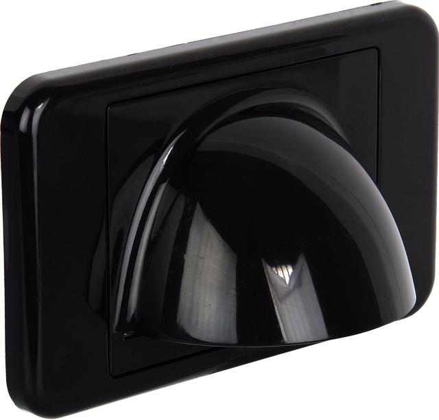 Digitek black bullnose media style wallplate with bristle brush insert, 63.80mm x 40.70mm aperture for cable pass-through
