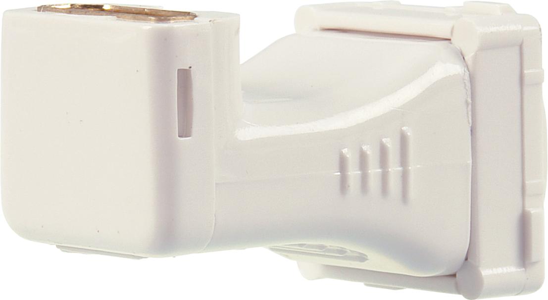 Durable white Digitek HDMI insert with tool-free snap-fit for easy home theater AV upgrade