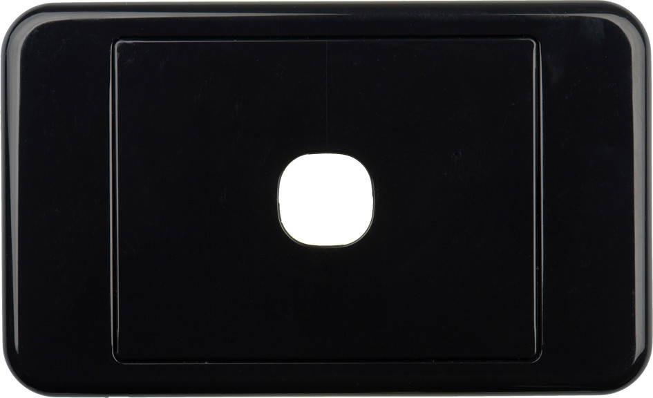 Front view of Digitek 1 gang wallplate black, no mechanism