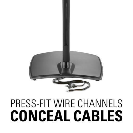 Press Fit cable management on SANUS WSSA2 concealing cords behind Sonos ONE for clean look