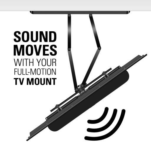 Sanus WSSBM1 with full-motion TV mount swiveling Sonos Beam for dynamic audio positioning