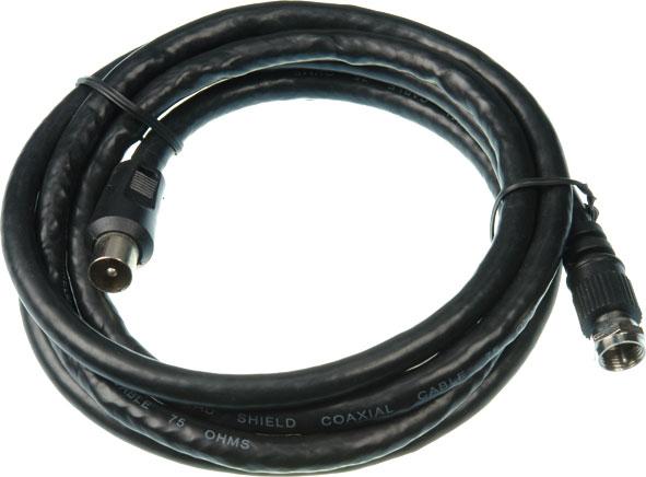 Digitek 1.8M F Type Male to PAL Male Quad Shield Coaxial Fly Lead Black