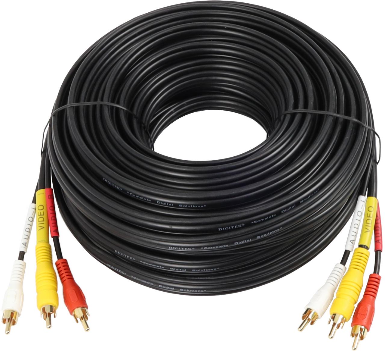 Digitek 3x RCA Male to 3x RCA Male 20m Coaxial Video Lead 06BAVL03CV20 for connecting from hub to distant screen