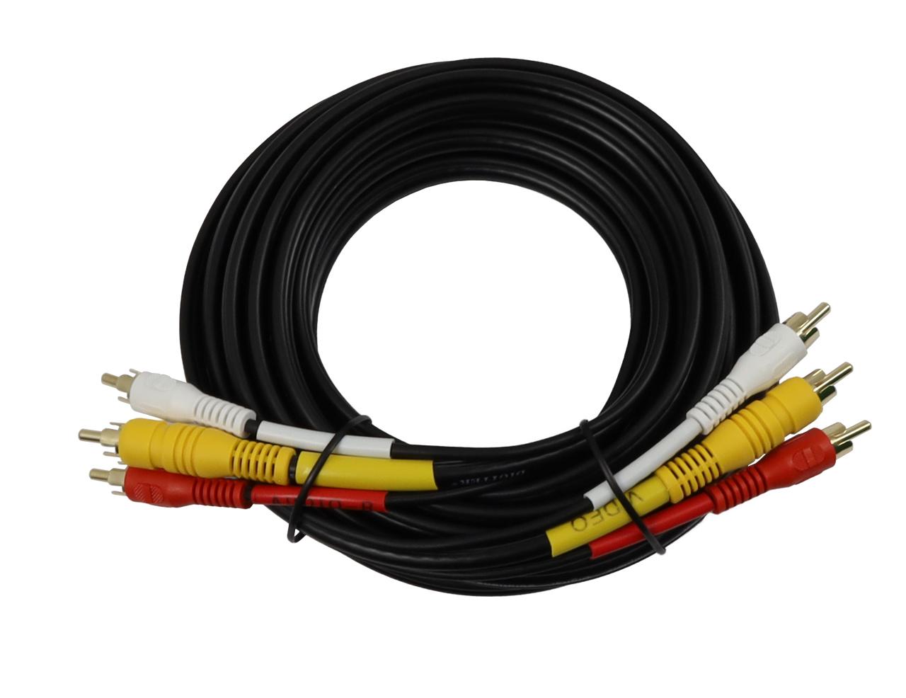 Digitek 3x RCA Male to 3x RCA Male 5m Coaxial Video Lead 06BAVL03CV5 for connecting across room to TV