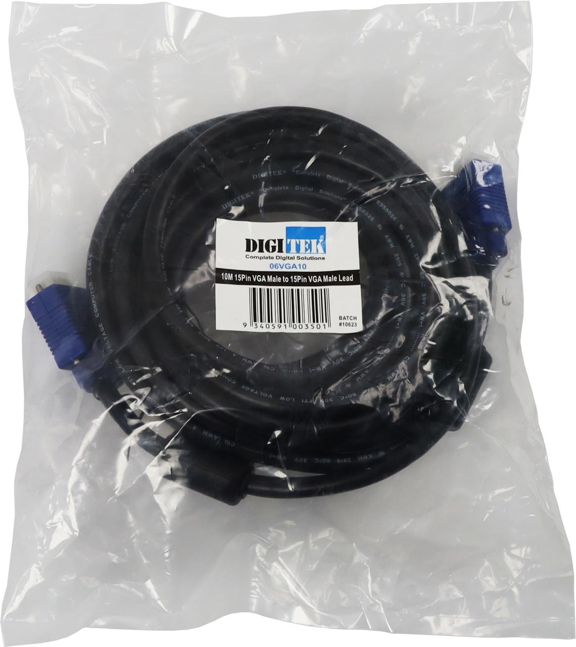 Hang-sell packaging for Digitek 06VGA10 10m VGA lead with label