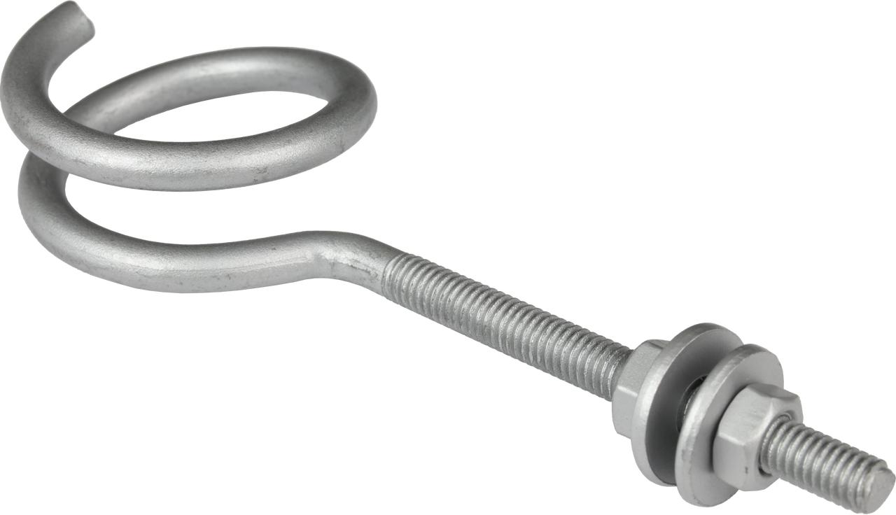 Digitek Pig Tail Hook with Threaded Bolt, Nuts, and Washer
