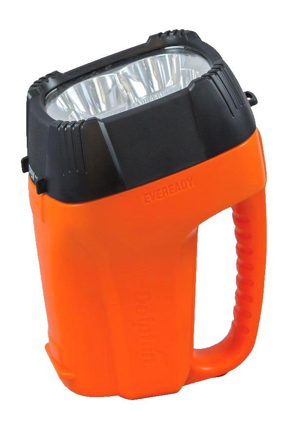 Durable Eveready industrial lantern with 75-hour runtime on toolbox for emergency use.