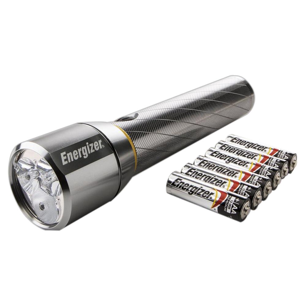 Compact Energizer PMZH611 230m beam torch with included 6 AA batteries perfect for camping and adventure
