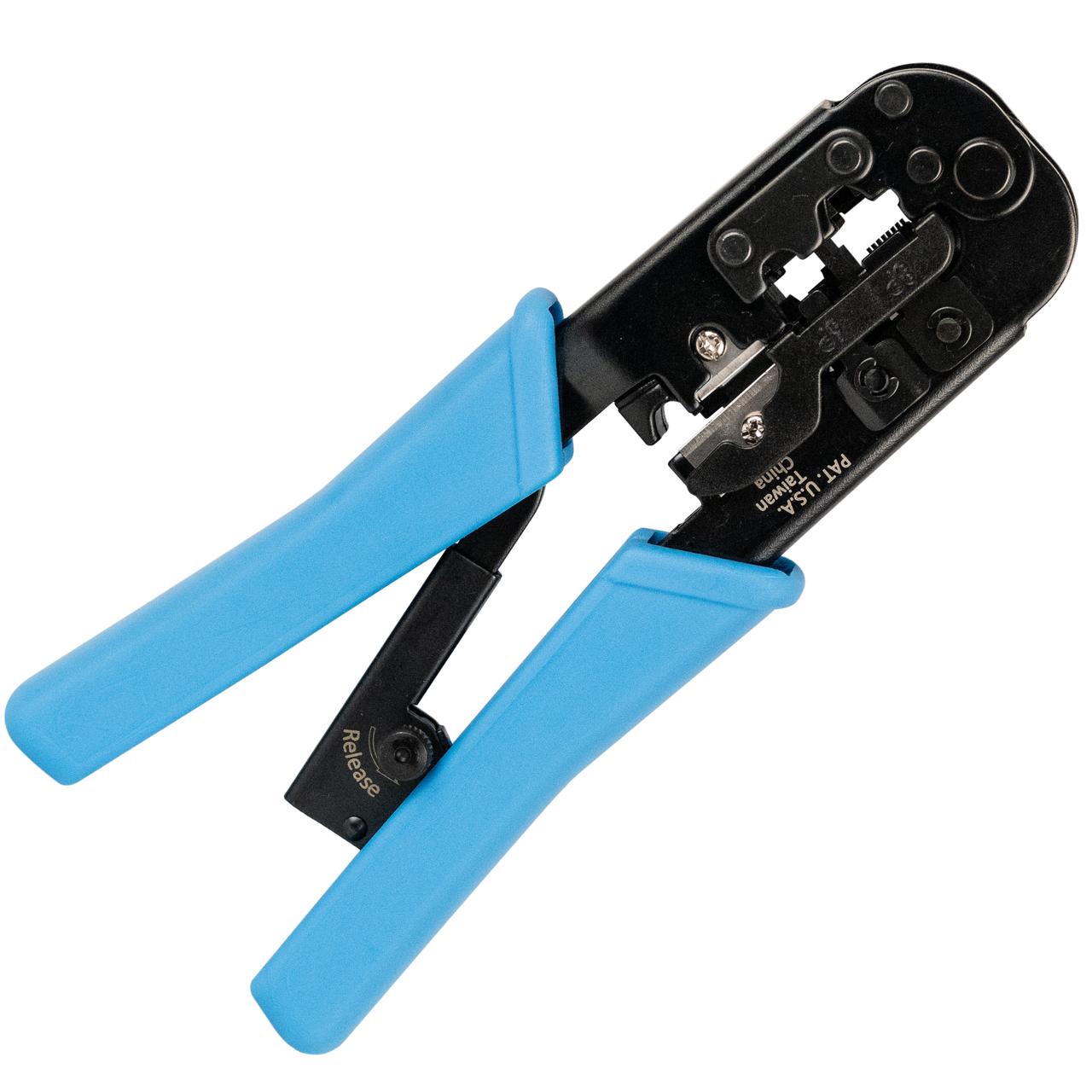 Hanglong Tools HT-568R professional crimping tool showing blade guard and stripping guides
