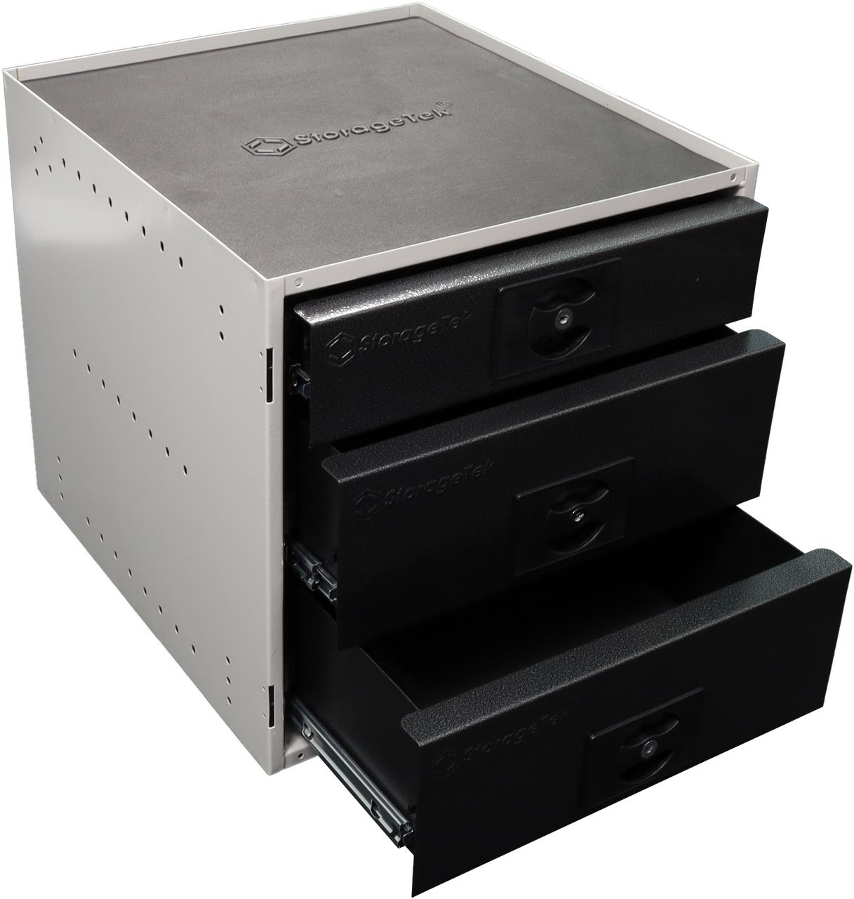 StorageTek cabinet 2 large 1 small drawer black