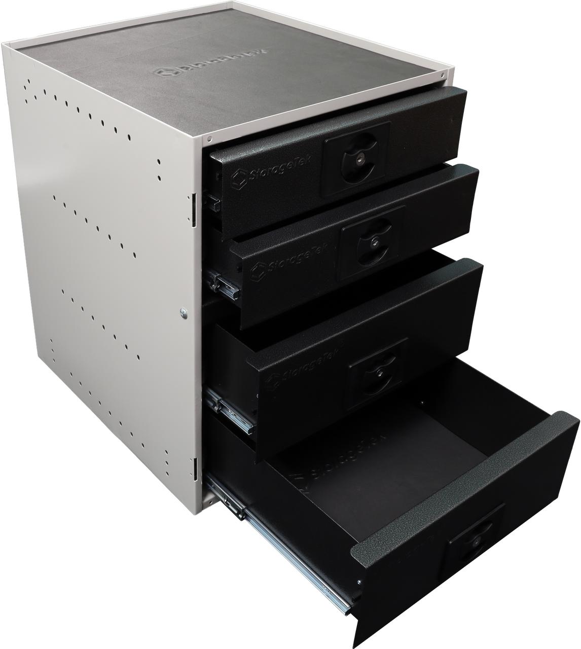 StorageTek cabinet 2 large 2 small drawers black