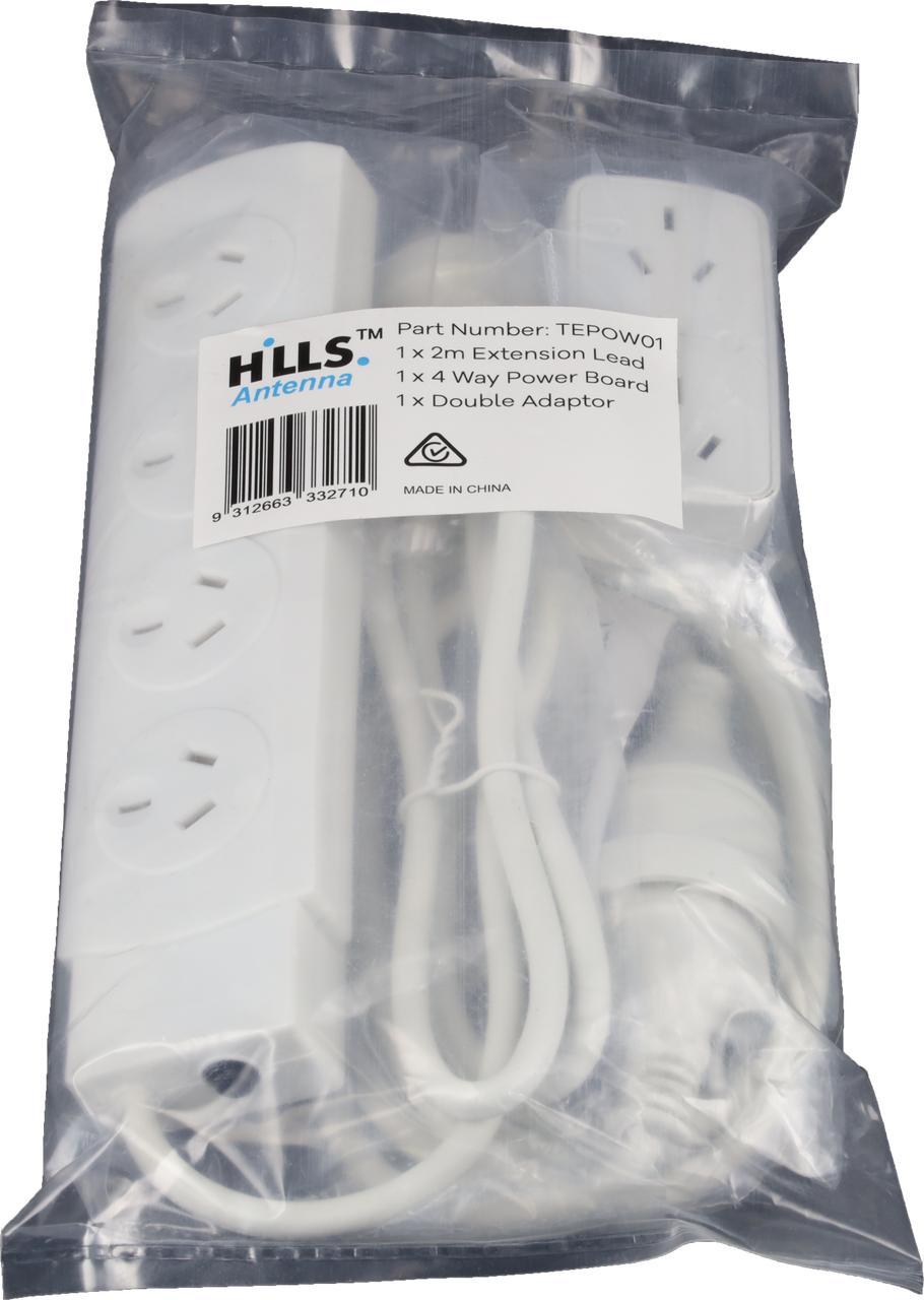 Vertical double adaptor with power extension for satellite and TV devices