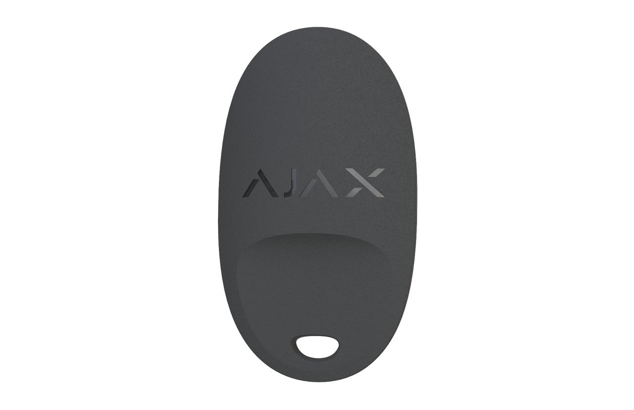Ajax SpaceControl black 4-button key fob for Jeweller protocol, featuring anti-jamming encryption and 5-year battery