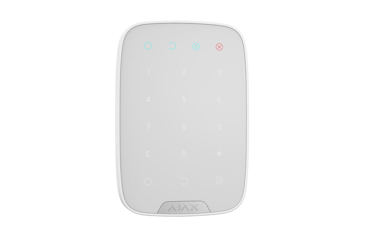White Ajax 2-Way Wireless Touch KeyPad with panic button and 200 passcode support for Ajax security systems