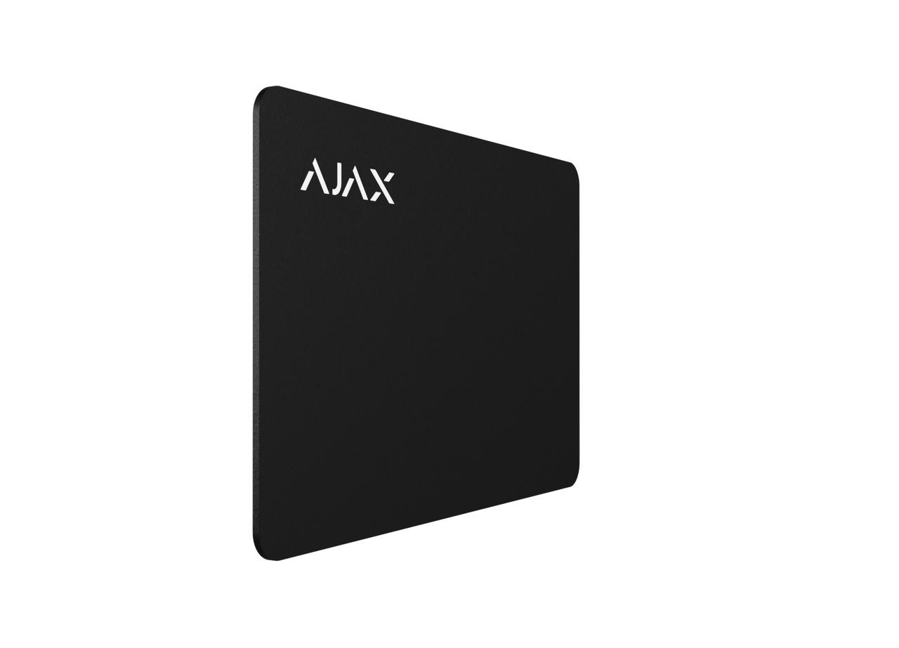 Side view of Ajax Pass 3-Pack black cards, designed for touchless access with KeyPad Plus