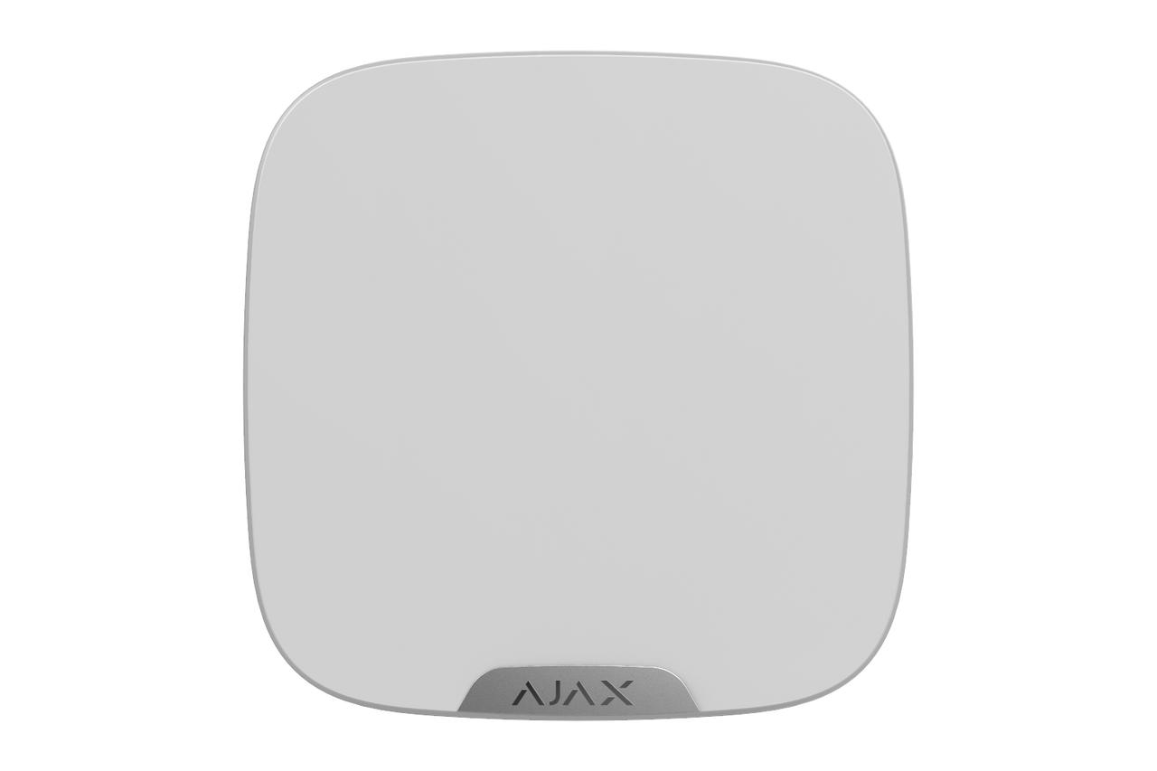 Front view of Ajax Brandplate white panel, featuring clip lock and tamper protection for branding