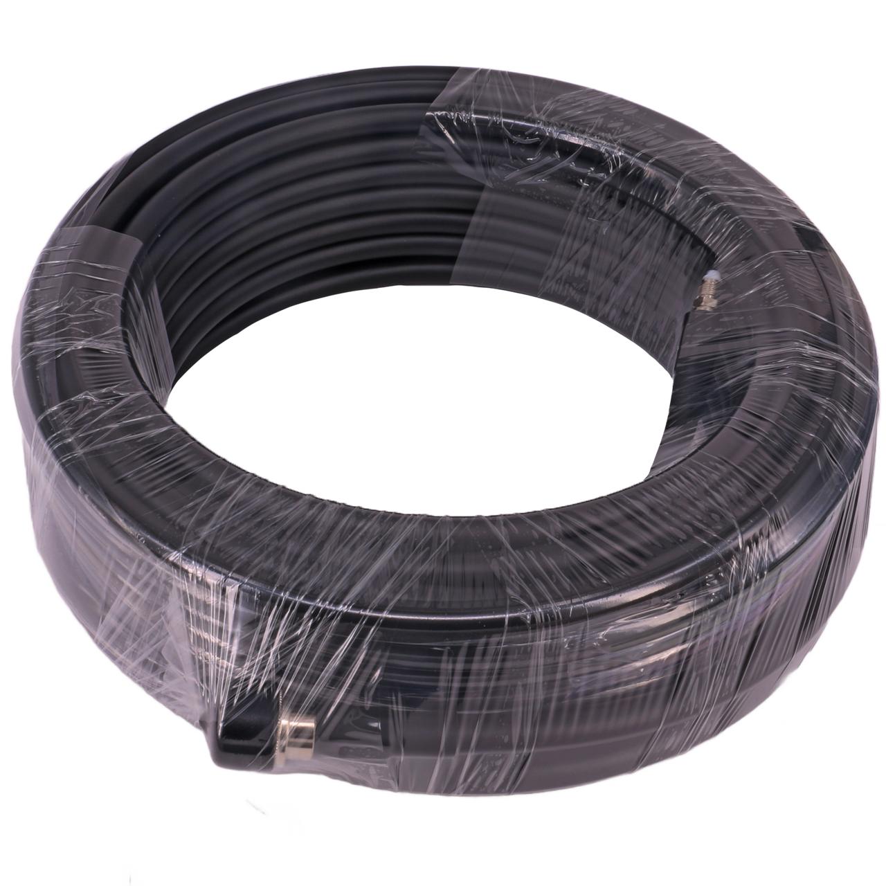 Roll of the black UV-stabilised 20-metre LL400 coax cable with FME female and N male connectors, great for versatile antenna or radio reaches
