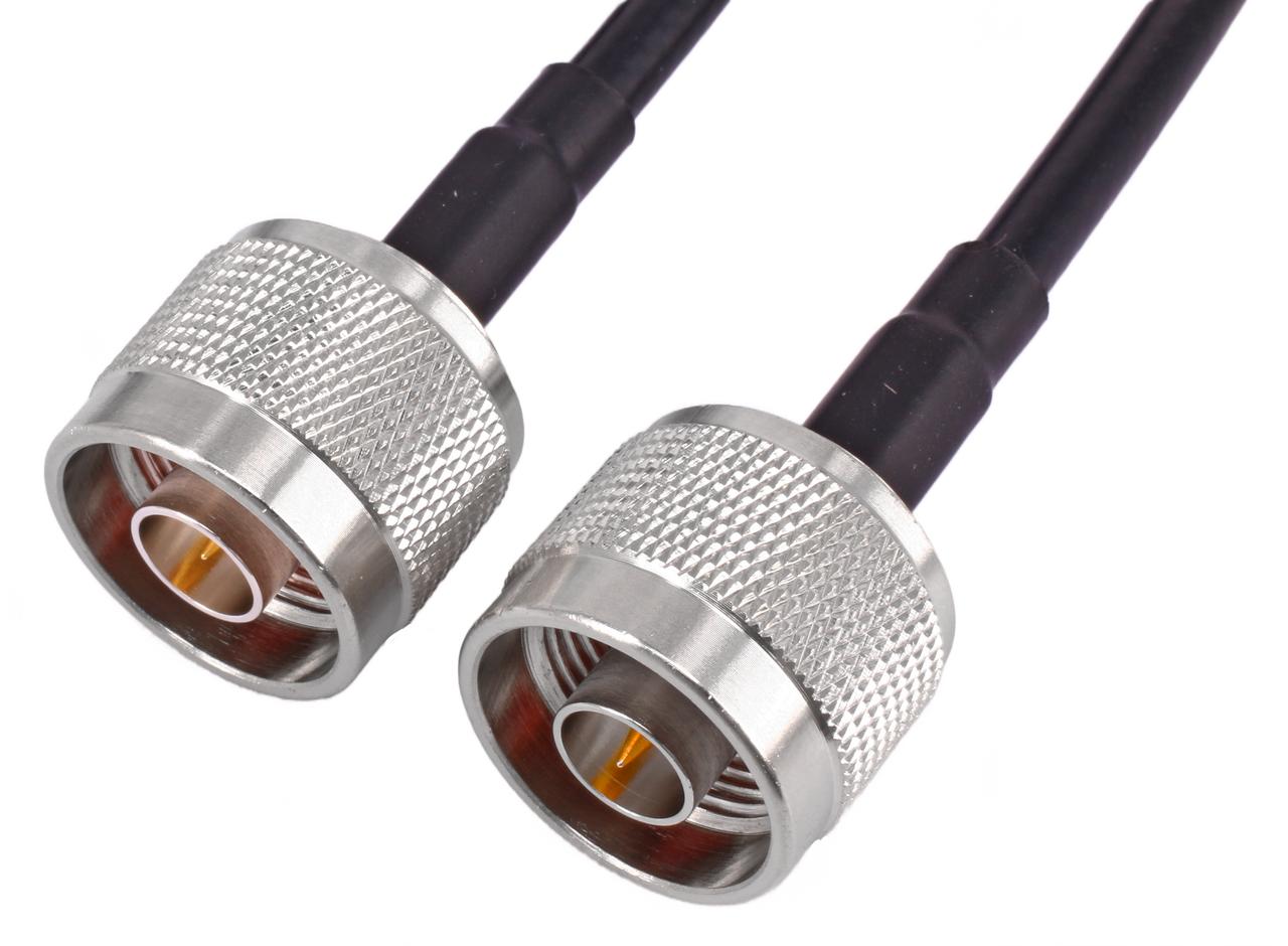Close-up of Hills Antenna N Male to N Male Connectors in LL400 Cable