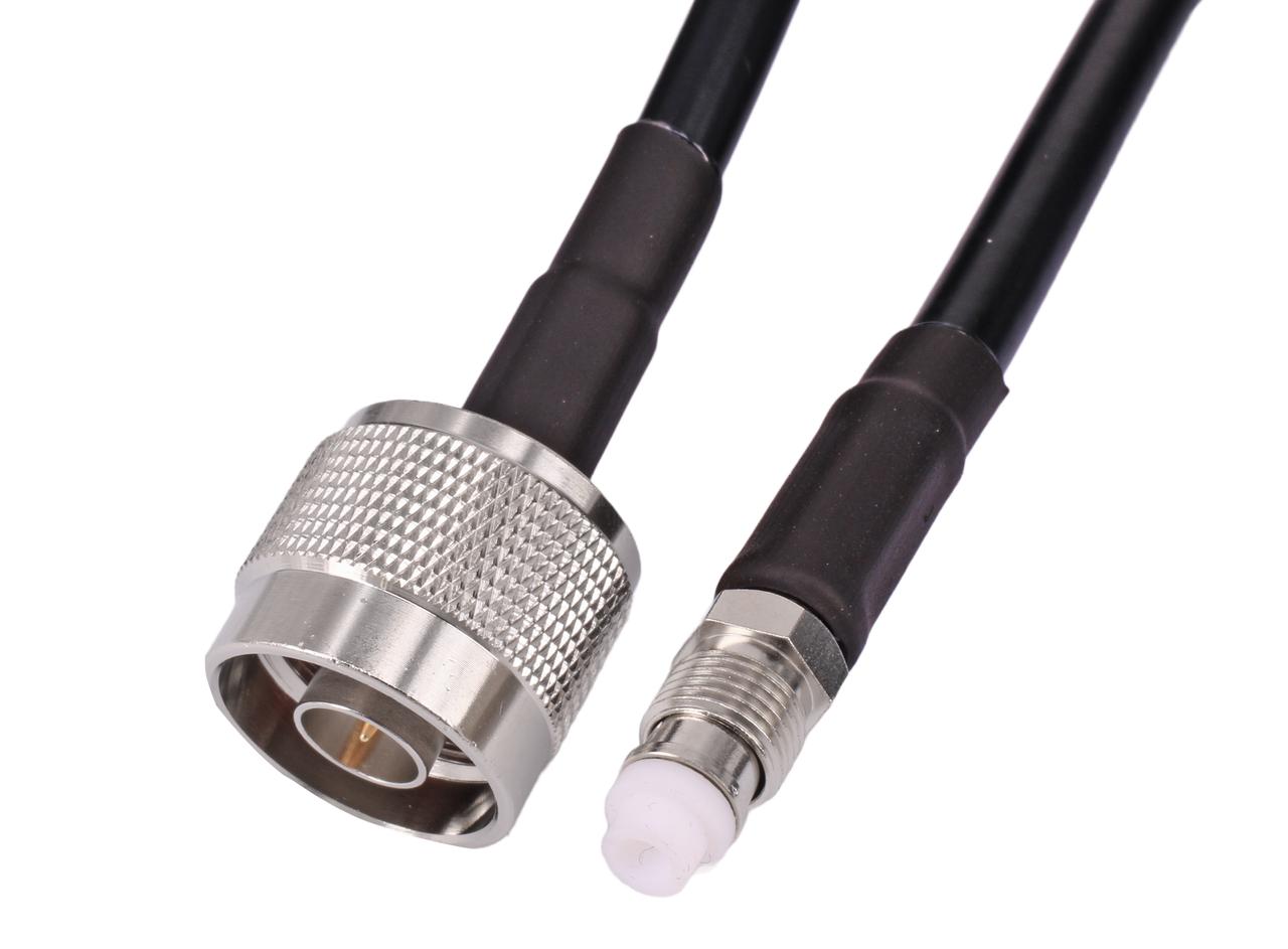 Close-up of Hills Antenna FME Female to N Male in LL240 Cable