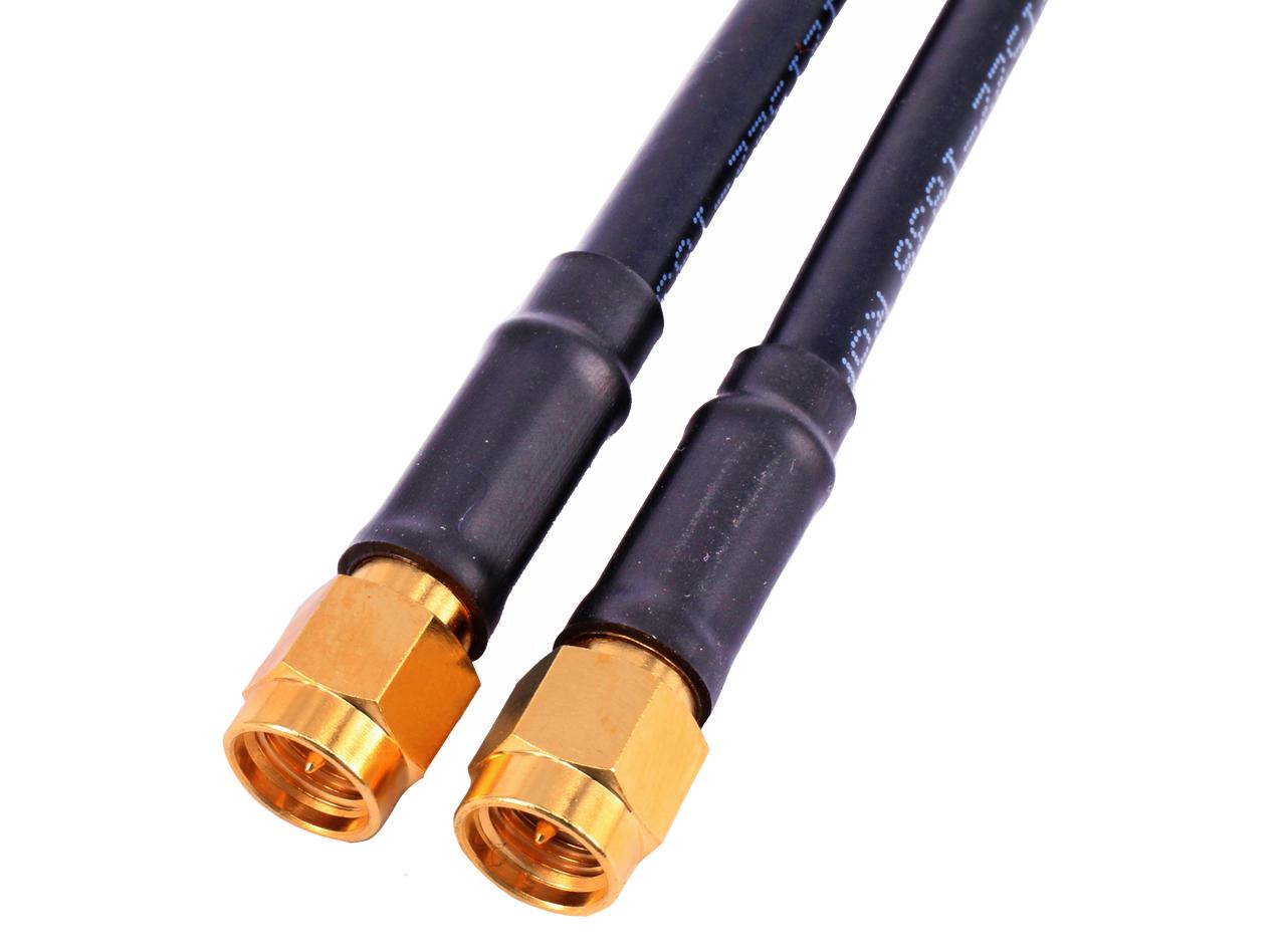 Close-up of Hills Antenna SMA Male to SMA Male Connectors in LL195 Cable