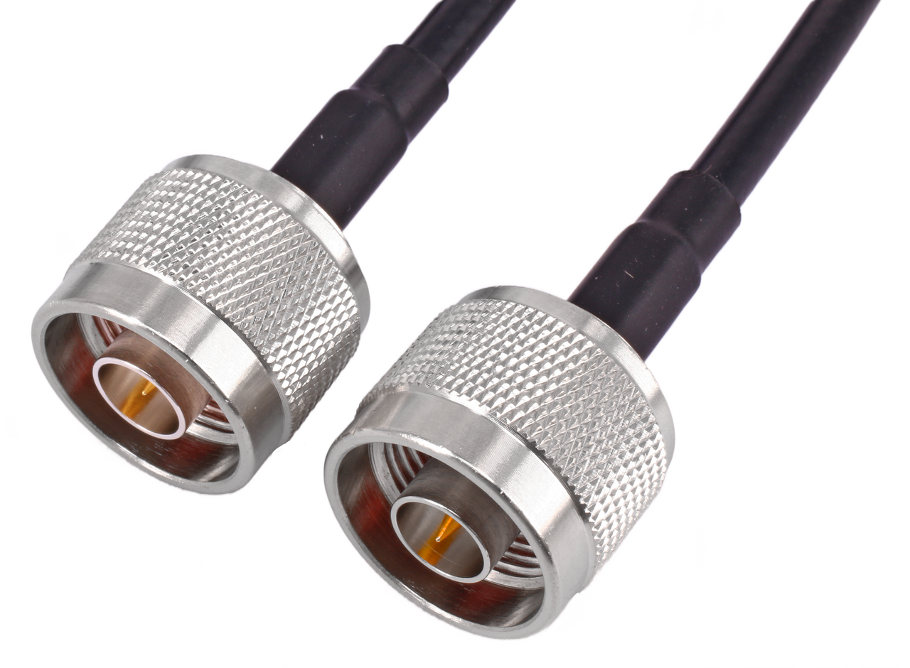Close-up of Hills Antenna N Male Connectors LL400 10M Patch Lead