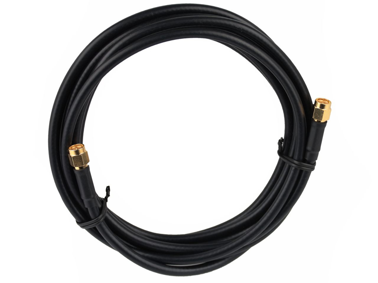 Hills Antenna 3m LL195 coaxial patch lead coiled, highlighting durable PVC jacket and double-shielded construction for outdoor use
