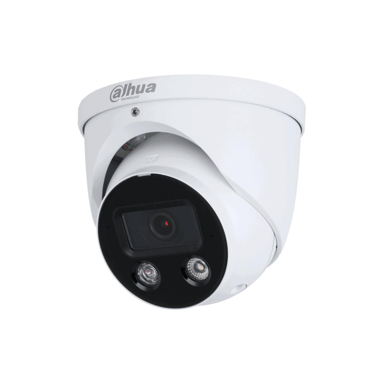 Side view Dahua 6MP dual illumination eyeball camera with warm light and IR LED