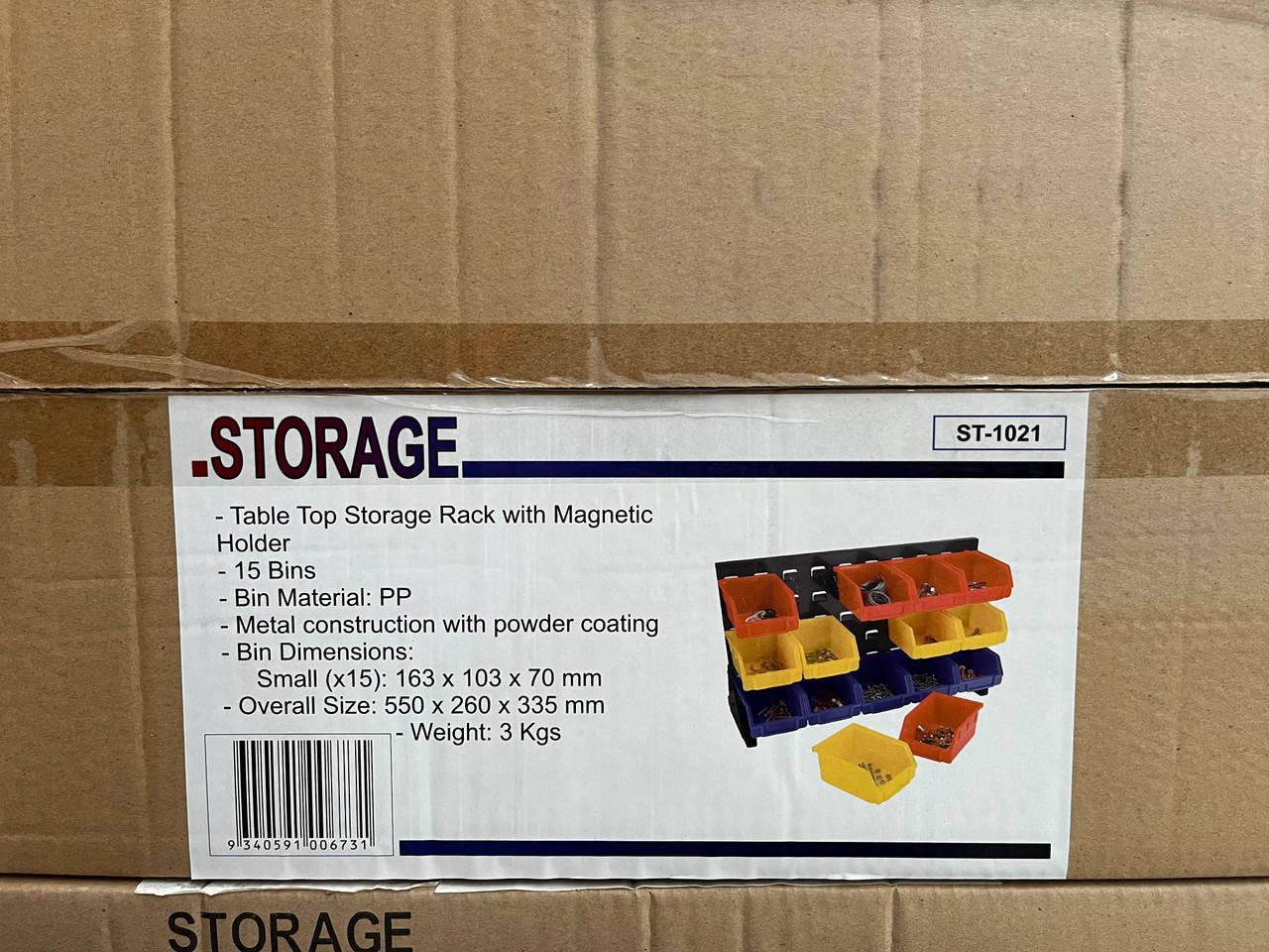 Table Top Storage Rack with Magnetic Holder - 15 Bins