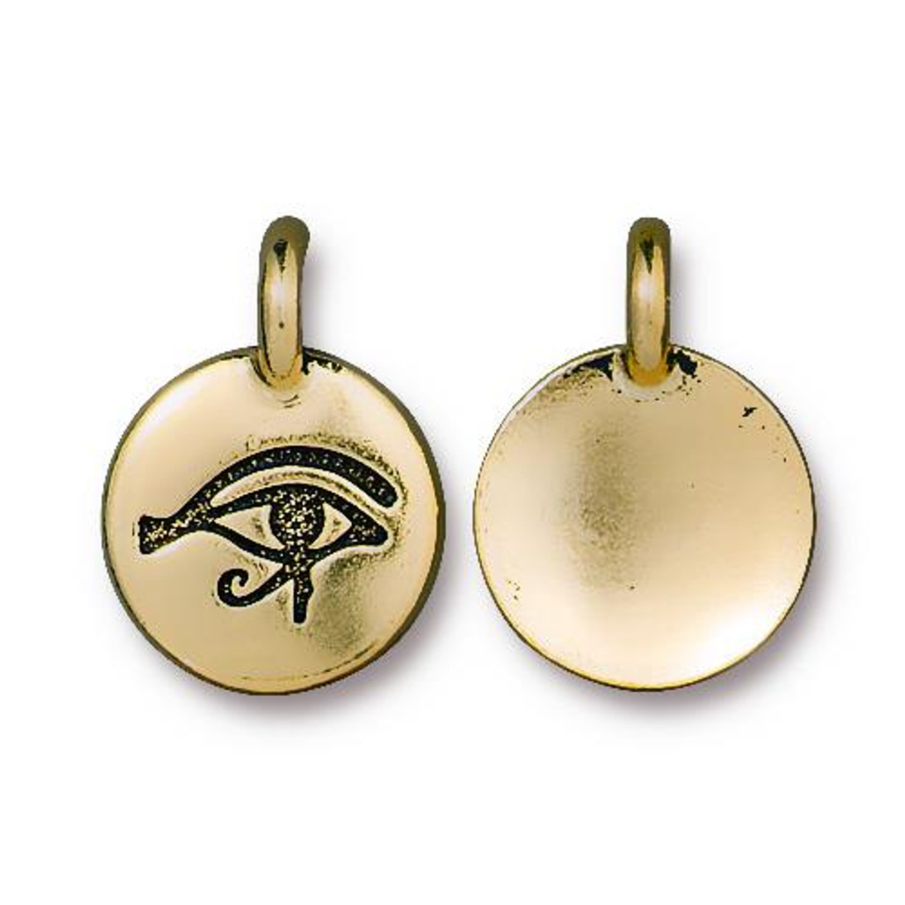 Eye of Horus Charm, Antiqued Gold Plate, 20 per Pack - TierraCast