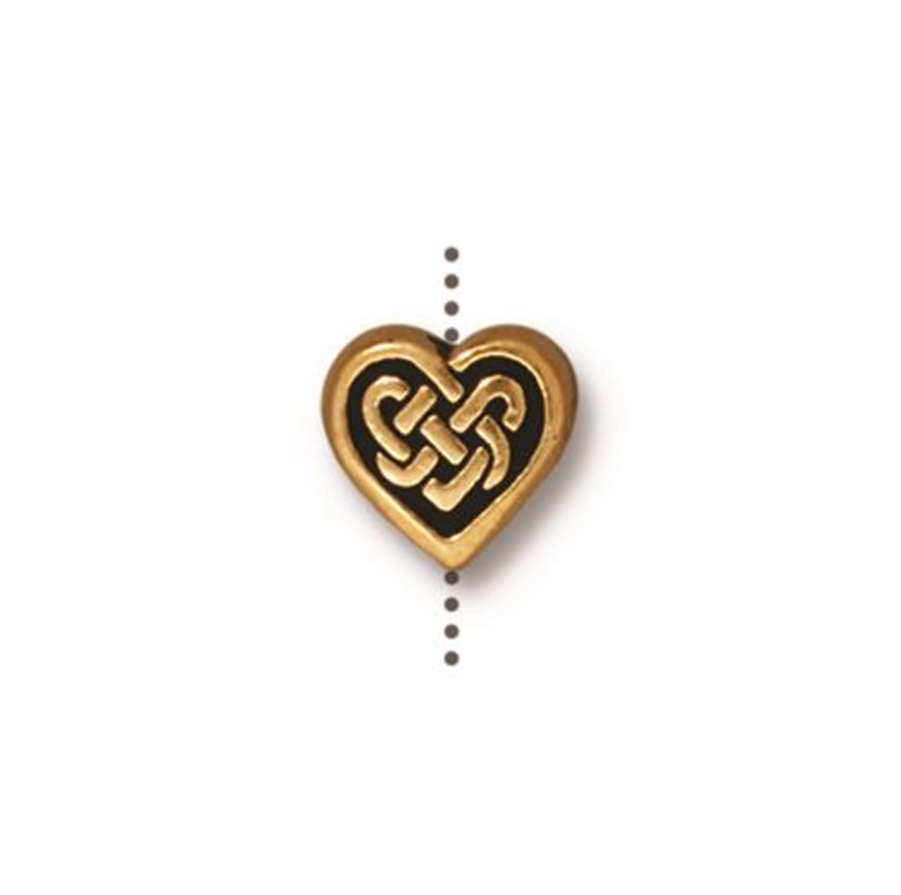 Celtic Heart Bead, Antiqued Gold Plate, 20 per Pack - TierraCast, Inc.