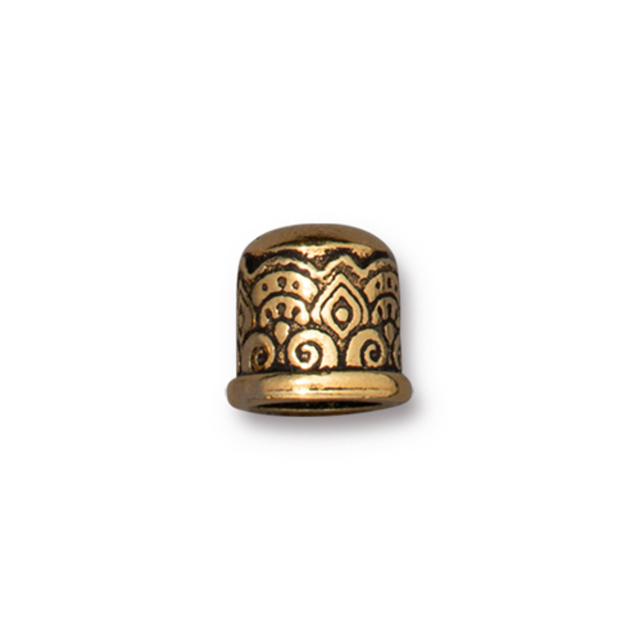 Temple Cord End 6mm No Loop, Antiqued Gold Plate, 20 per Pack - TierraCast,  Inc.