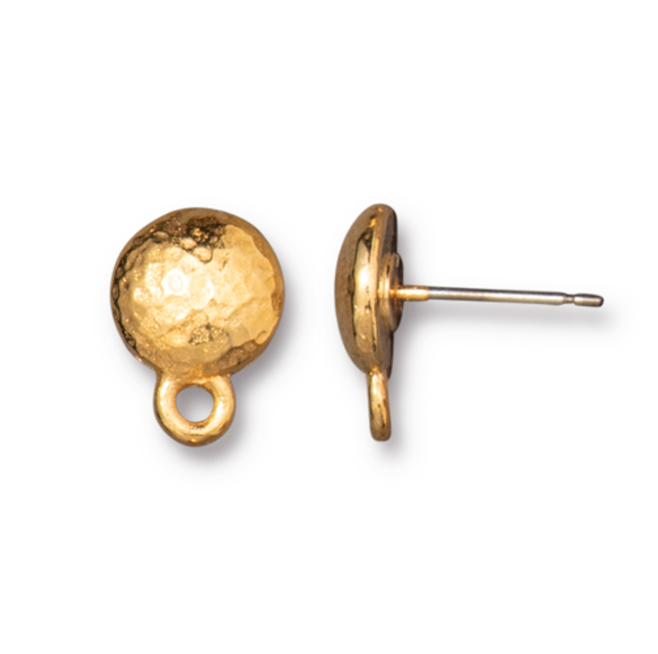 Hammertone Round Earring Post, Gold Plate, 10 per Pack - TierraCast, Inc.