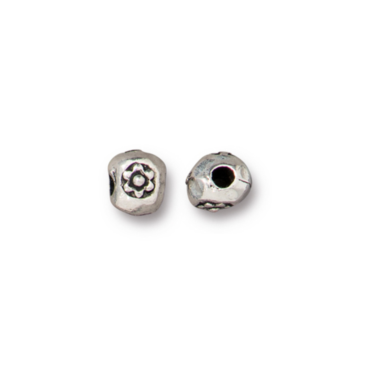 Flower Nugget Large Hole Spacer Bead, Antiqued Silver Plate, 50 per Pack -  TierraCast, Inc.