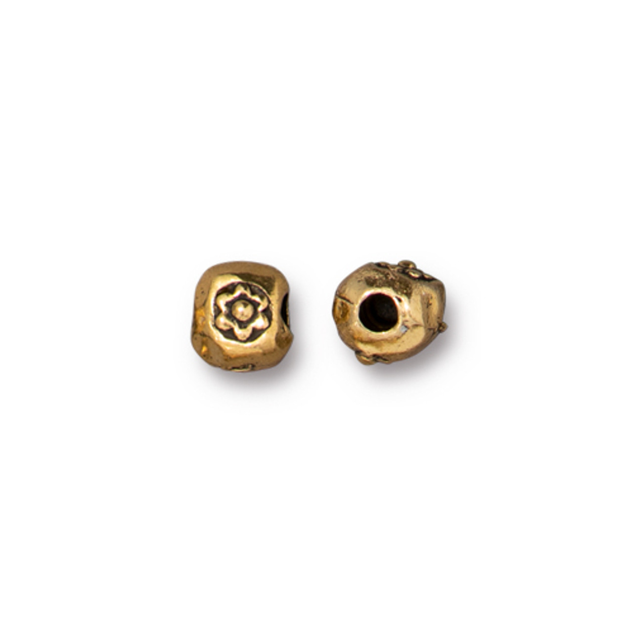 Flower Nugget Large Hole Spacer Bead, Antiqued Gold Plate, 50 per Pack -  TierraCast, Inc.