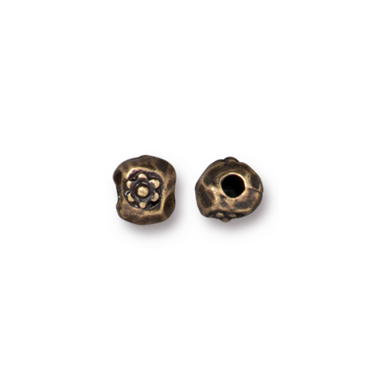 Flower Nugget Large Hole Spacer Bead, Oxidized Brass Plate, 50 per Pack -  TierraCast, Inc.