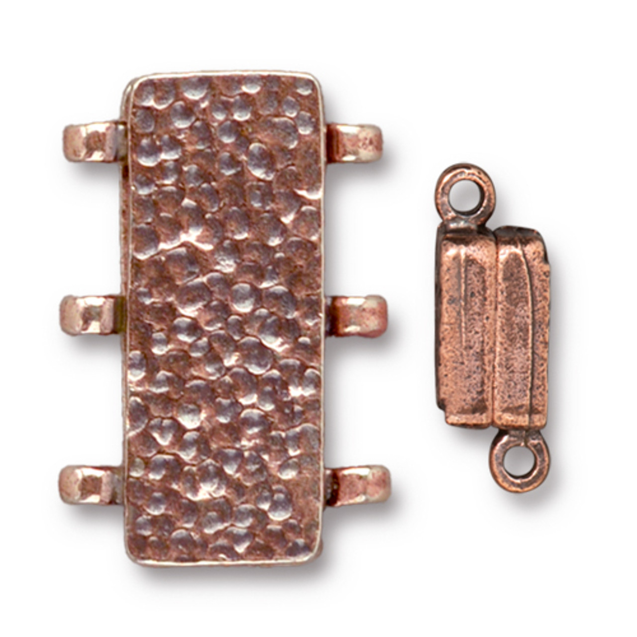 Hammertone 3 Loop Stitch-in Magnetic Clasp, Antiqued Copper Plate