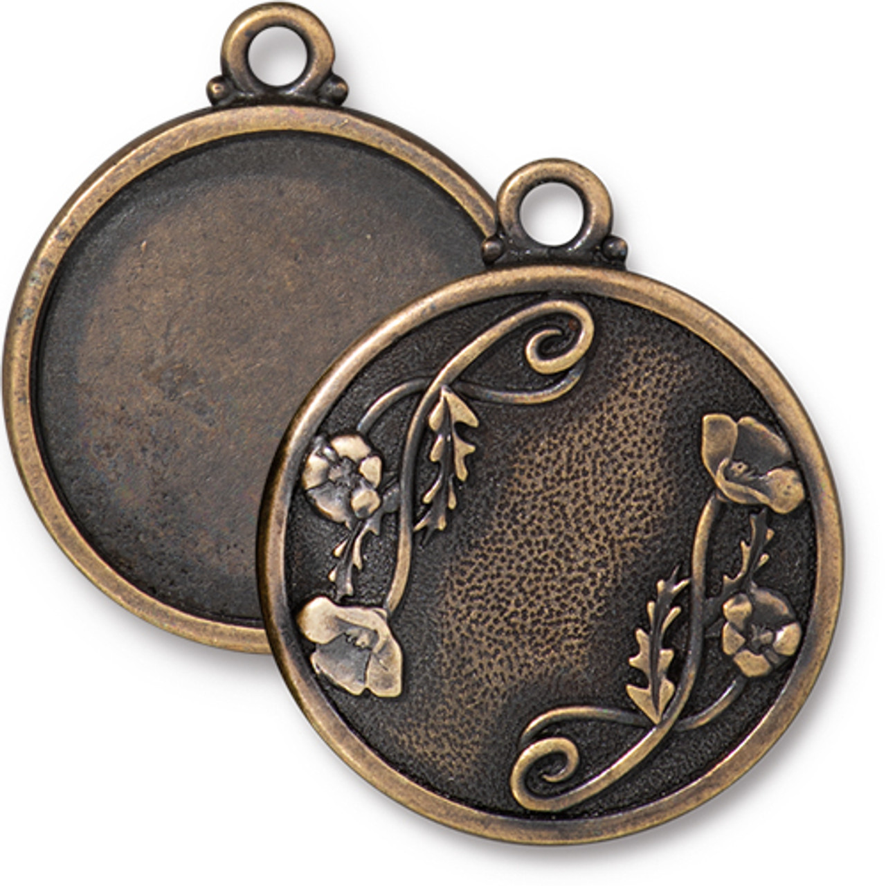 Flora Pendant, Oxidized Brass Plate, 10 per Pack - TierraCast, Inc.