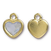 Heart Drop with Crystal 2808 10mm Lt Crystal, Gold Plate, 6 per Pack
