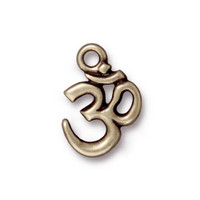 Open Om Charm, Oxidized Brass Plate, 20 per Pack
